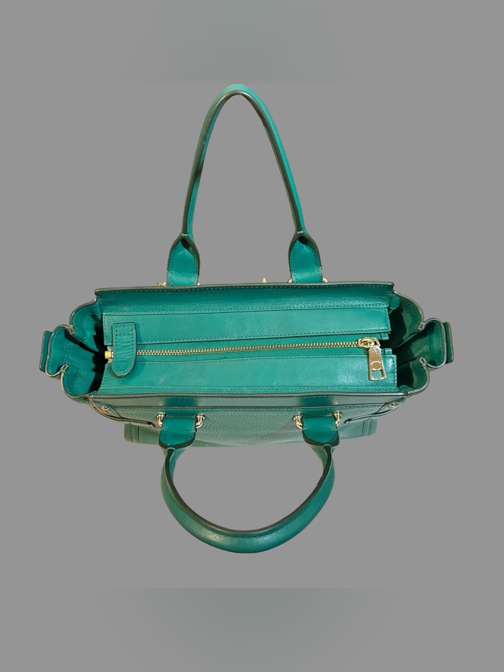AUTHENTIC Coach Swagger 27 Satchel in Green Pebble Leather - Picture 7 of 11